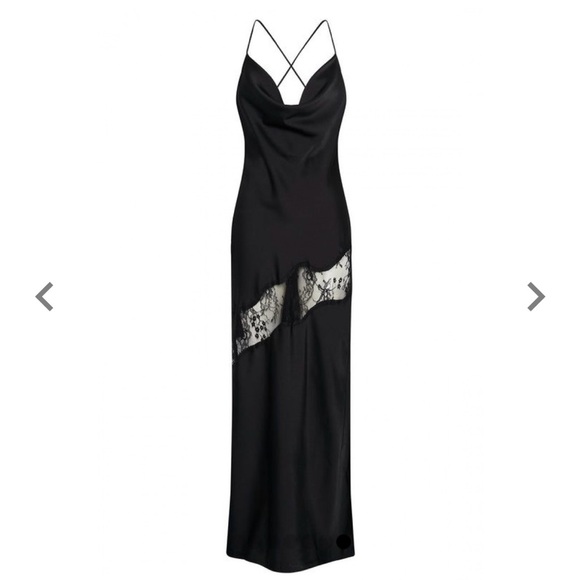Meshki Chandra Lace Detail Satin Maxi Women's Dress Black size S, worn once! - Picture 1 of 8